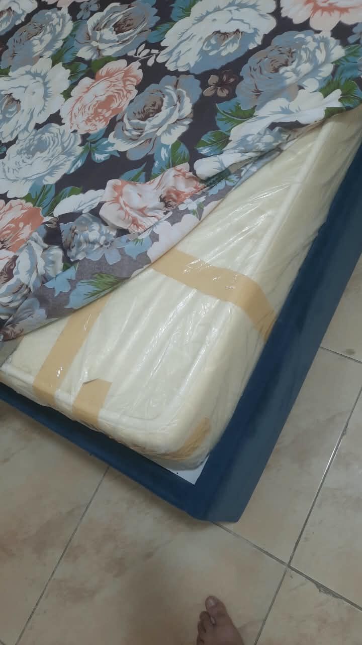 Yanbu, Furniture, SAR 900,  Double Bed Along With Mattress, Sidetable, Amd Mirror For Sale In Excellent Condition
