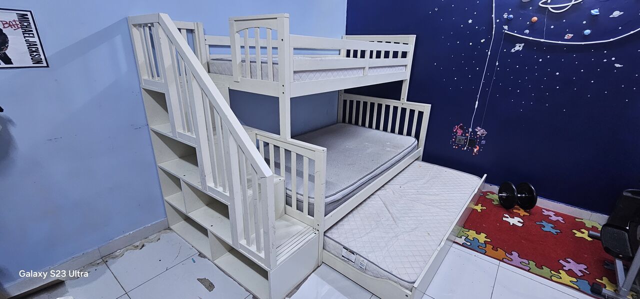 Hara, Furniture, SAR 950,  Home Center 3 Lvl Bunker Bed With Storage Compartments For Sale With Matress