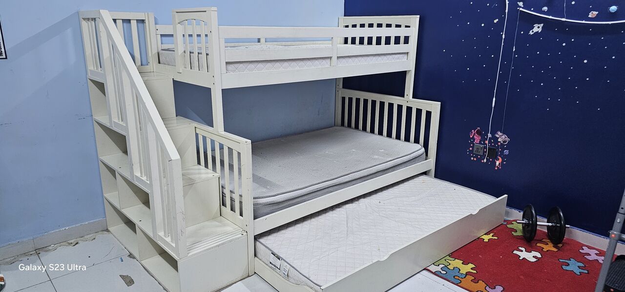 Hara, Furniture, SAR 950,  Home Center 3 Lvl Bunker Bed With Storage Compartments For Sale With Matress