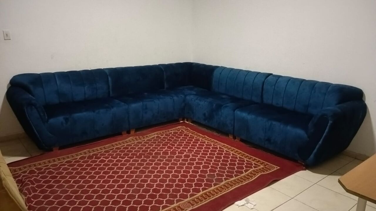 Riyadh, Furniture, SAR 500,  Blue L Shaped 8 Seater Sofa In Good Condition.