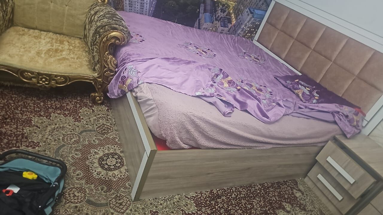 Jeddah, Furniture, SAR 1099,  Like Brand New Bed With Stylish Dressing Table And 5 Doors Almirah For Sale
