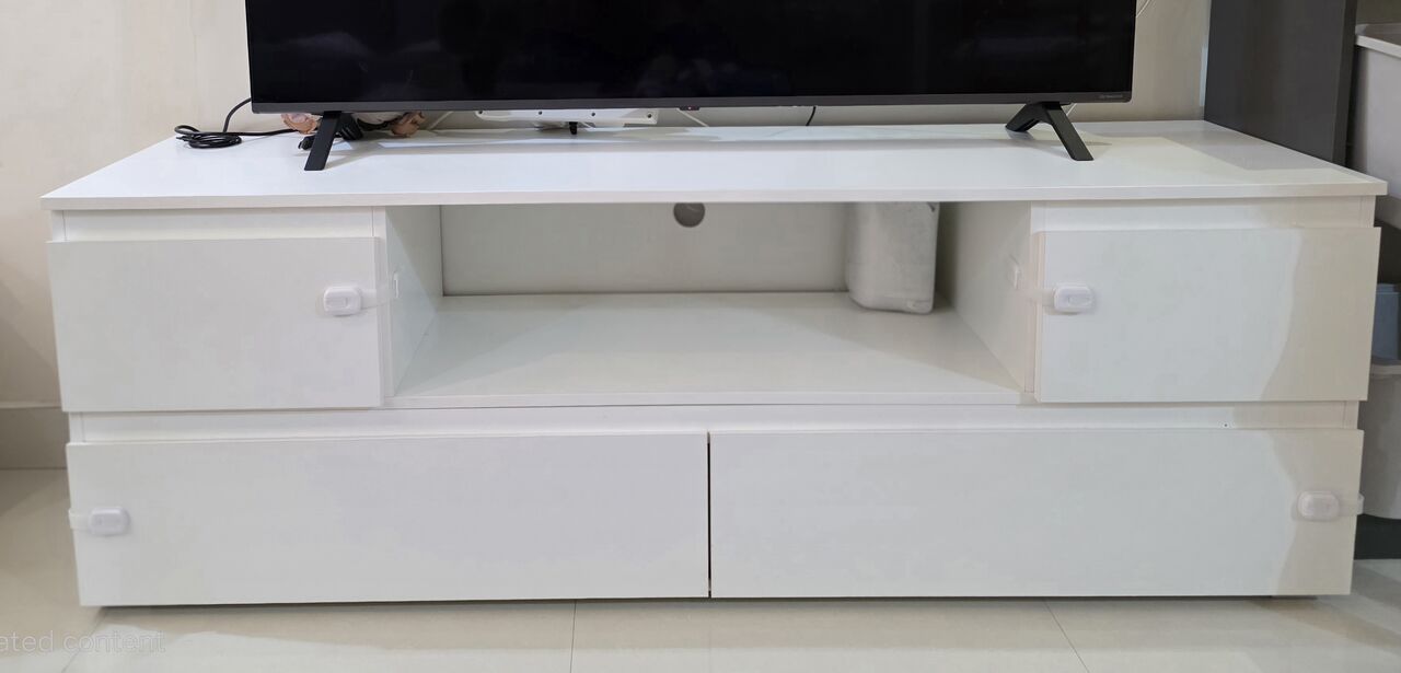 Al Fayha, Furniture, SAR 370,  Modern White Midas TV Unit / Stand &ndash; Like New Condition