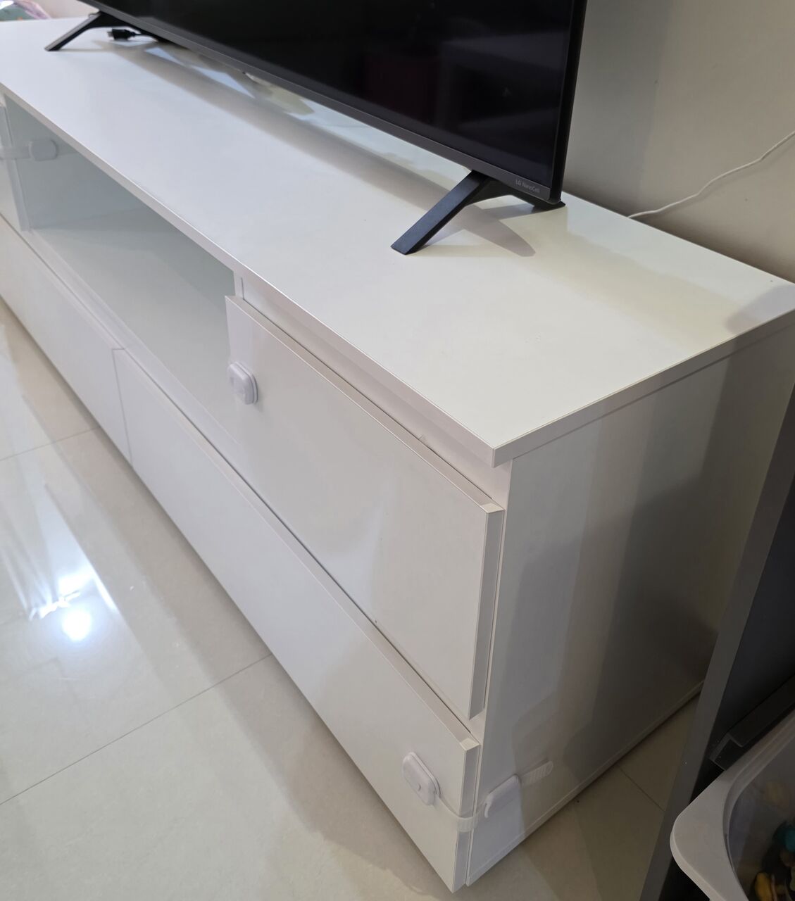 Al Fayha, Furniture, SAR 370,  Modern White Midas TV Unit / Stand &ndash; Like New Condition