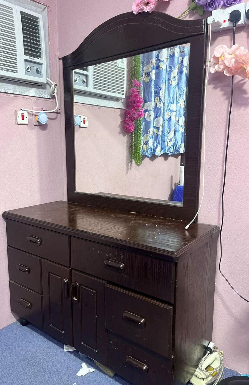 Al Dana, Furniture, SAR 90,  Wooden Dressing Table With Mirror & Storage Drawers (URGENTLY SALE)