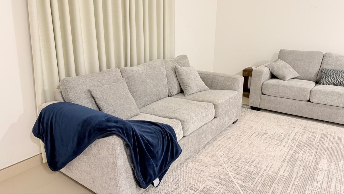 Riyadh, Furniture, SAR 3000,  Gray Sofa Set, 11-Seater: Three 3-seat Sofas + Two Single Armchairs, Branded