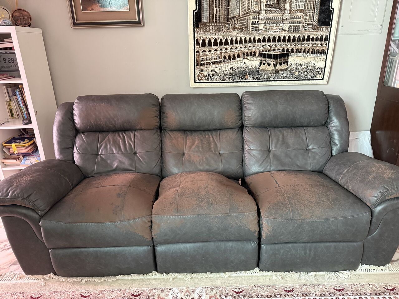 Al Sulaymaniyyah, Furniture, SAR 1600,  Home Box Leather Recliner Sofa Set (3+2+1) &ndash; SAR 1,600